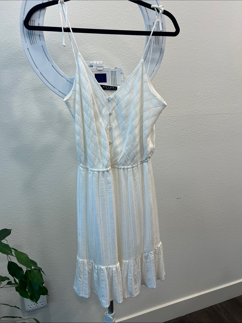 Maven West White Button-Front Sundress